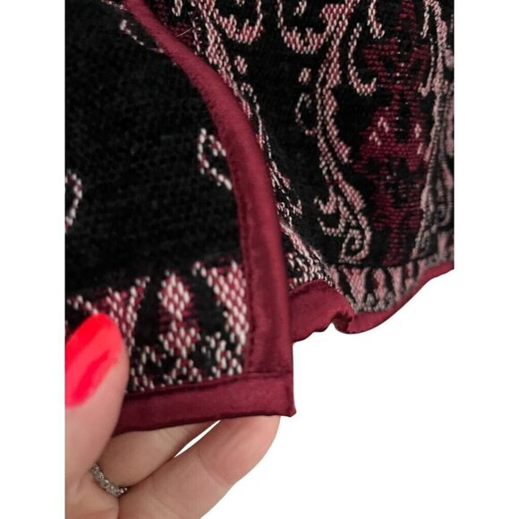 Retro Floral Tapestry Jacket M Red Retro Classic Artsy Beaded Festive Boho 80s - Picture 7 of 15